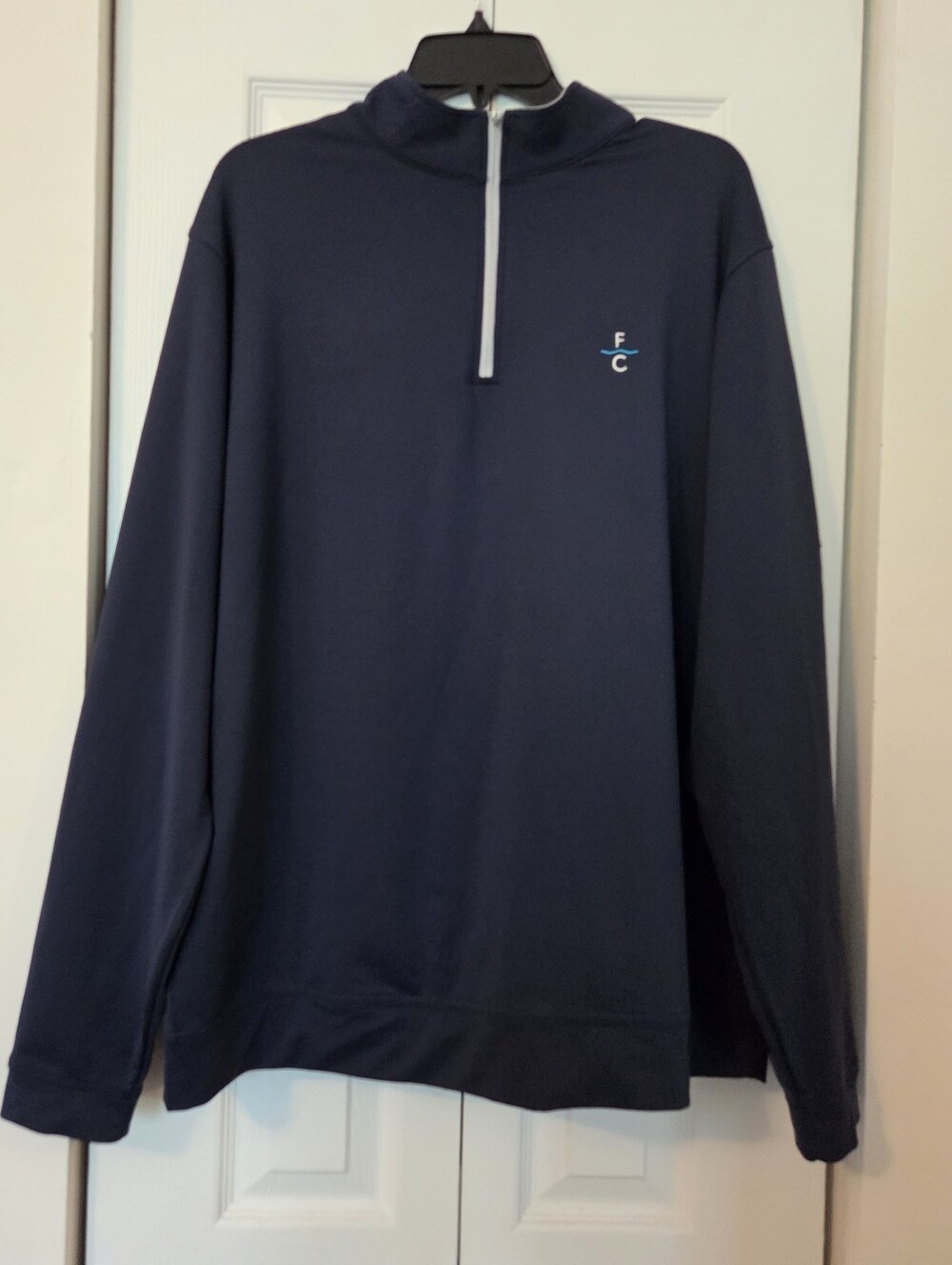 Peter Millar Navy Half-Zip Performance Pullover With Country Club Logo